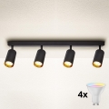 Brilagi - Dimbare LED RGBW spot SELE 4xGU10/4,8W/230V 3000K zwart/goud + afstandsbediening