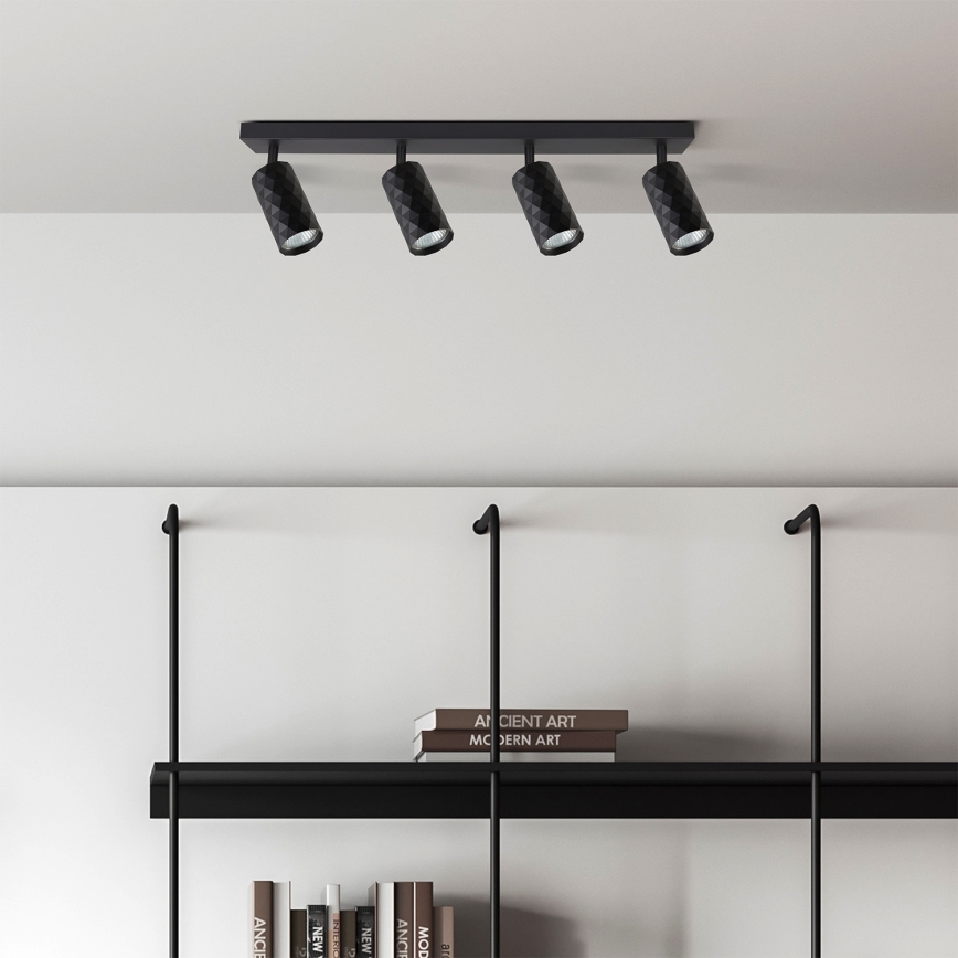 Brilagi - LED RGBW dimbare spotlamp SELE DIAMANT 4xGU10/4,8W/230V 3000K zwart + afstandsbediening