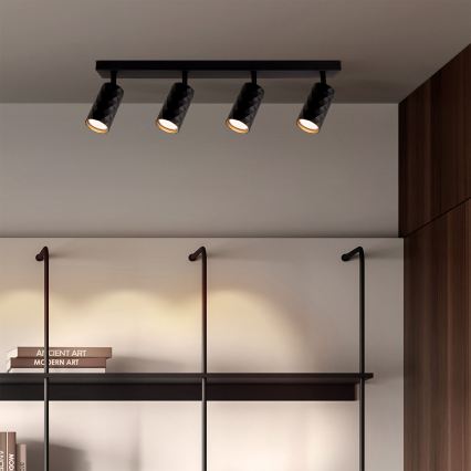 Brilagi - LED RGBW dimbare spotlamp SELE DIAMANT 4xGU10/4,8W/230V 3000K zwart + afstandsbediening
