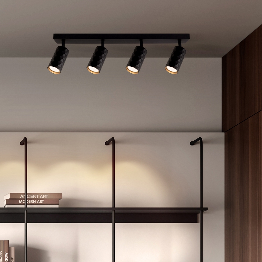 Brilagi - LED RGBW dimbare spotlamp SELE DIAMANT 4xGU10/4,8W/230V 3000K zwart + afstandsbediening