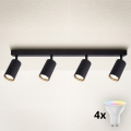 Brilagi - dimbare LED RGBW spot SELE MODERN 4x GU10/4,8W/230V 3000K zwart + afstandsbediening
