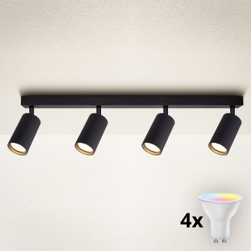 Brilagi - dimbare LED RGBW spot SELE MODERN 4x GU10/4,8W/230V 3000K zwart + afstandsbediening