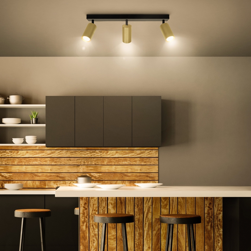 Brilagi - Dimbare LED RGBW spot SELE GOLDEN 3xGU10/4,8W/230V 3000K zwart/goud + afstandsbediening
