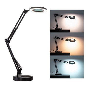 Brilagi - Dimbare LED tafellamp met een vergrootglas LENS LED/12W/5V 3000/4200/6000K zwart