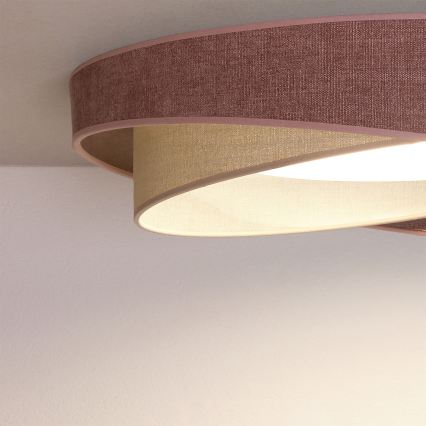 BRILAGI - LED Dimbare plafondlamp VELVET TWIST LED/36W/230V 3000-6000K Ø 65 cm Wi-Fi Tuya Beacon roze/crème + afstandsbediening