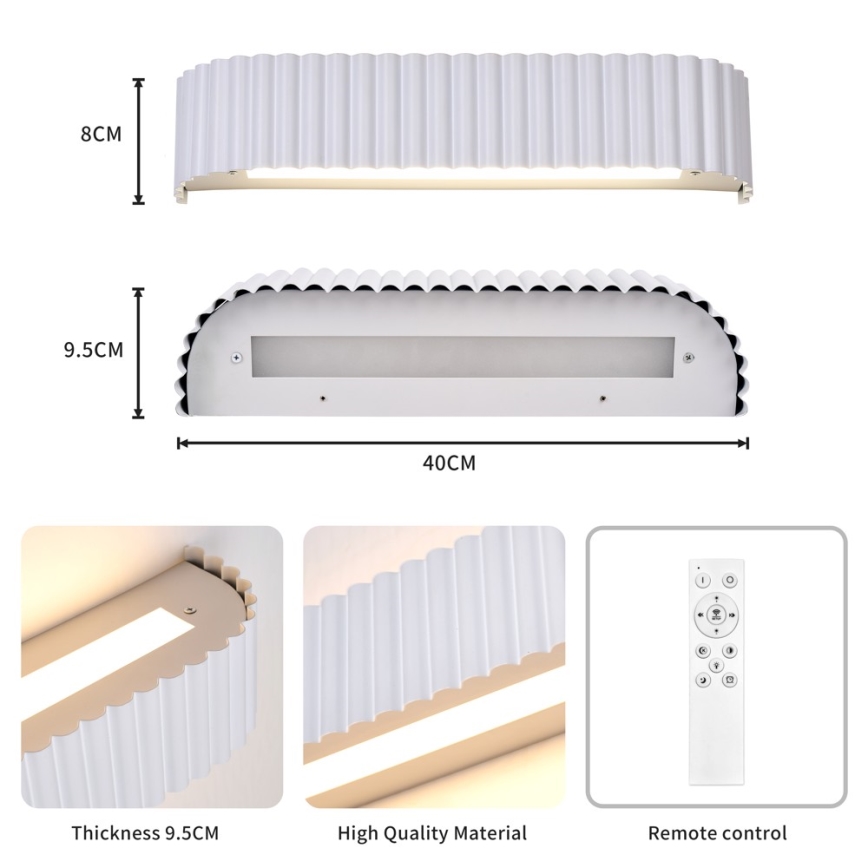 Brilagi - LED-dimbare wandlamp FALCON MODERN LED/14W/230V 3000-6000K 40 cm wit + afstandsbediening