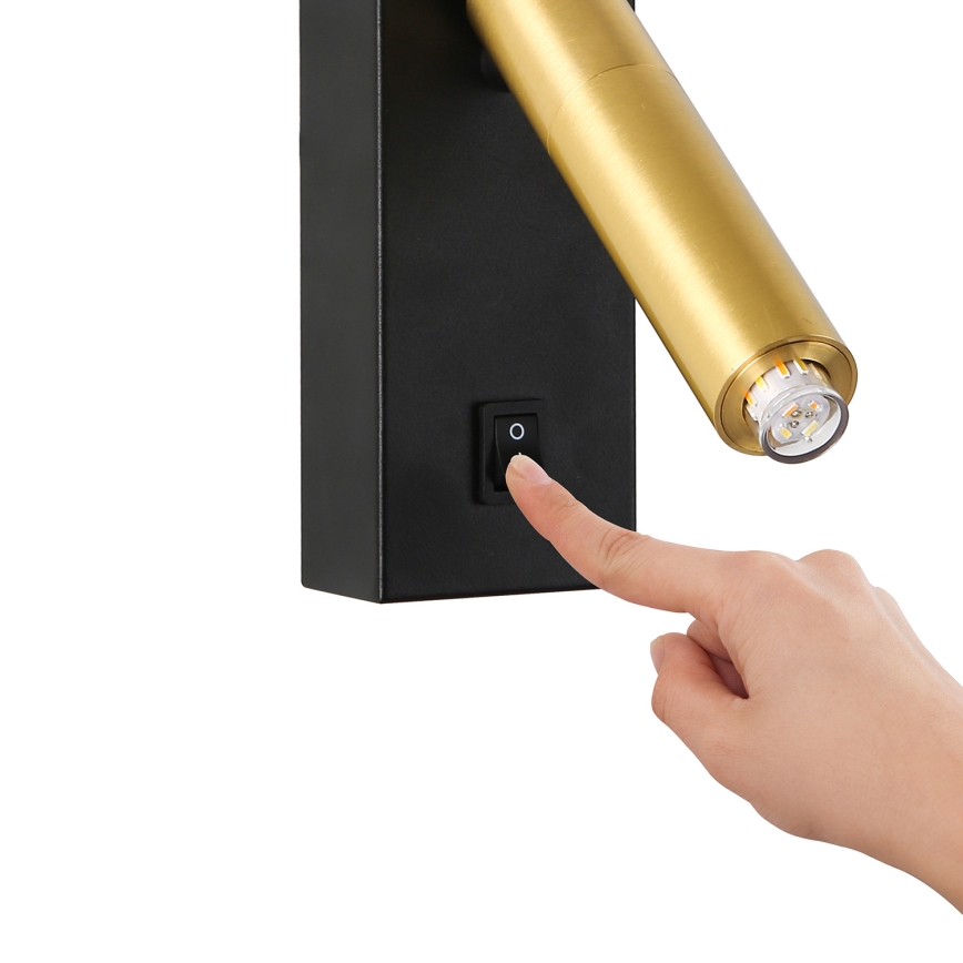 Brilagi - Dimbare LED wandspot MAYA 1xG9/4W/230V zwart/goud