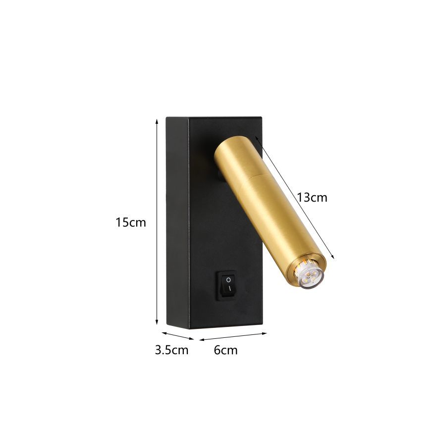 Brilagi - Dimbare LED wandspot MAYA 1xG9/4W/230V zwart/goud