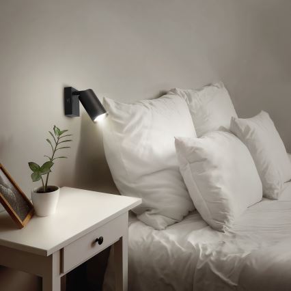 Brilagi - LED RGBW dimbare wandspot met schakelaar SELE 1xGU10/4,8W/230V 3000K zwart + afstandsbediening