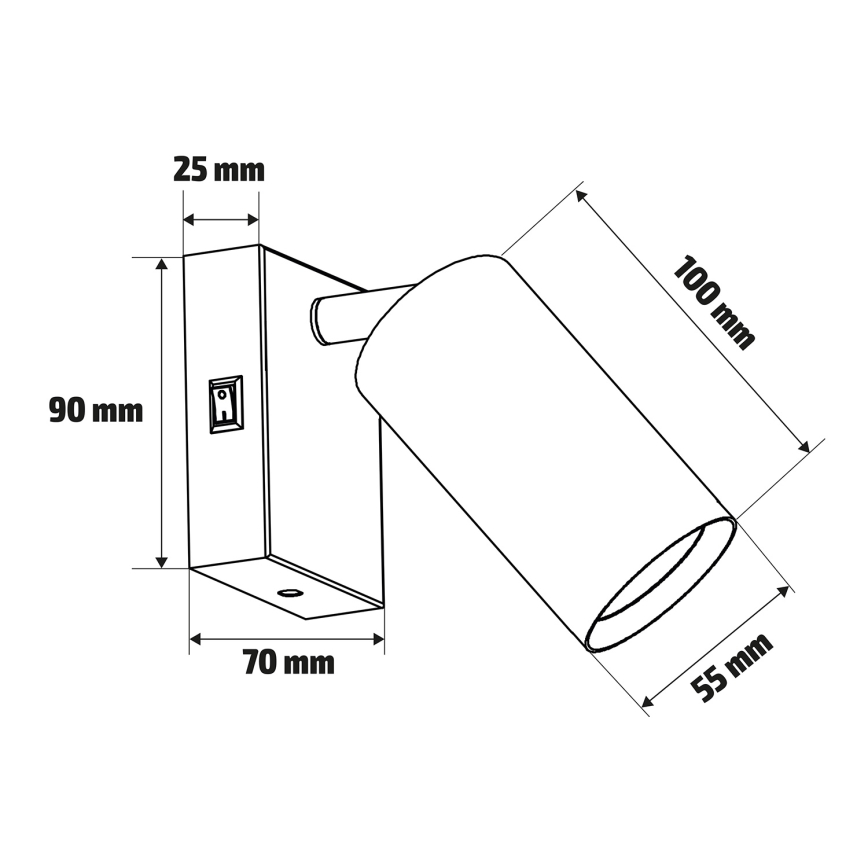 Brilagi - LED RGBW dimbare wandspot met schakelaar SELE 1xGU10/4,8W/230V 3000K zwart + afstandsbediening