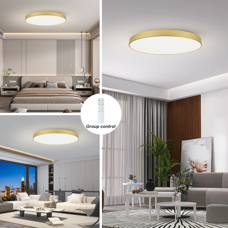 Brilagi - LED-dimbare plafondlamp POOL SMART LED/128W/230V 3000-6000K 100 cm goudkleurig Wi-Fi Tuya + afstandsbediening