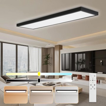 Brilagi - Dimbare Plafondlamp voor Badkamer FRAME SMART LED/50W/230V 30x120 cm 3000-6000K IP44 zwart + afstandsbediening