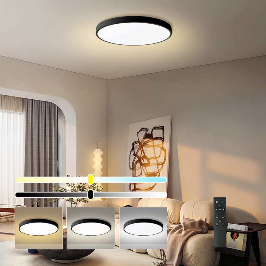 Brilagi - LED dimbare plafondlamp POOL SMART LED/180W/230V 3000-6000K Ø 120 cm Wi-Fi Tuya zwart + afstandsbediening