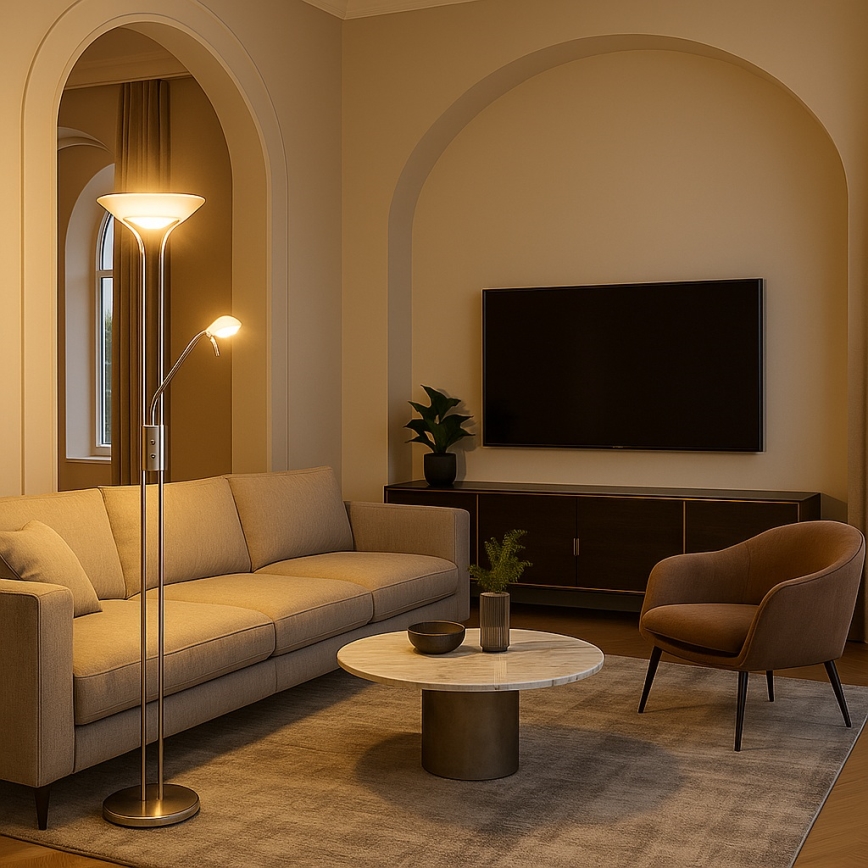 Brilagi - Dimbare staande lamp SCARLETT 1xR7s/230W/230V + 1xG9/40W mat chroom