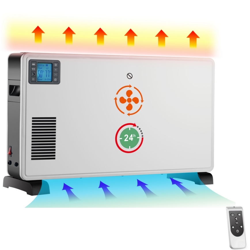 Brilagi - Elektrische convectorkachel 1000/1300/2300W LCD/timer/TURBO/thermostaat wit + AB