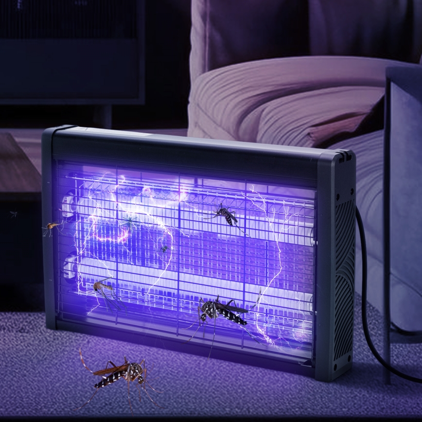 Brilagi - Elektrische insectenval 2×18 W UV-lampen, 230 V, 100 m², zwart