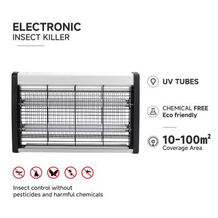 Brilagi - Elektrische insectenvanger 2xUV/20W/230V, geschikt voor 100 m²