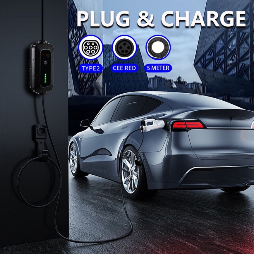 Brilagi - EV-reislaadstation voor elektrische auto's ​ FAST AC Type 2 16A/380V 11kW + plug 230V, 3,7kW 5m + Etui