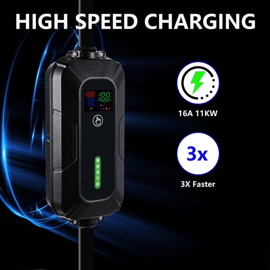 Brilagi - EV-reislaadstation voor elektrische auto's ​ FAST AC Type 2 16A/380V 11kW + plug 230V, 3,7kW 5m + Etui