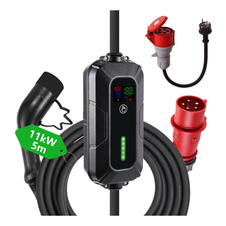 Brilagi - EV-reislaadstation voor elektrische auto's FAST AC Type 2 16A/380V 11kW + plug 230V, 3,7kW 5m + Etui