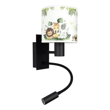 Brilagi - flexibele LED-kinderwandlamp BOBO 1xE27/25W/230V + LED/3W zwart/wit/groen/jungle
