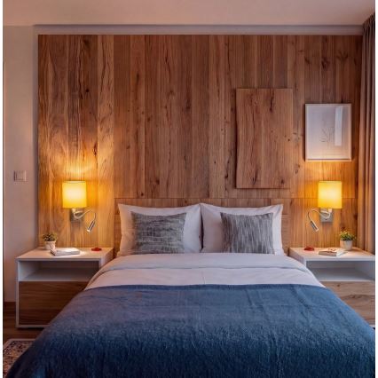 Brilagi - LED flexibele wandlamp NUBILA 1x E27/25W/230V + LED/3W mat chroom/oranje