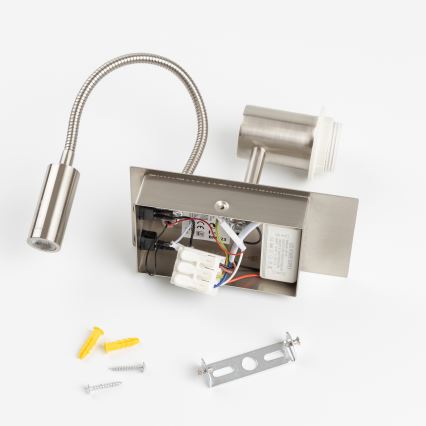 Brilagi - LED flexibele wandlamp NUBILA 1x E27/25W/230V + LED/3W mat chroom/oranje