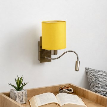 Brilagi - flexibele LED-wandlamp NUBILA 1xE27/25W/230V + LED/3W messing/geel