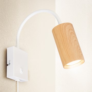 Brilagi - Flexibele wandlamp met schakelaar SELE 1xGU10/30W/230V wit/eiken decor