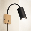 Brilagi - Flexibele wandlamp met schakelaar SELE 1xGU10/30W/230V zwart/eikendecor