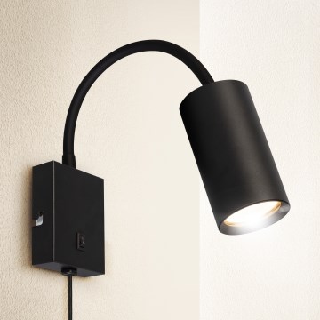 Brilagi - Flexibele wandlamp met schakelaar SELE 1xGU10/30W/230V zwart