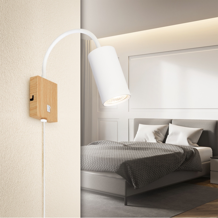 Brilagi - Flexibele wandlamp met schakelaar SELE 1xGU10/30W/230V wit/eikendecor