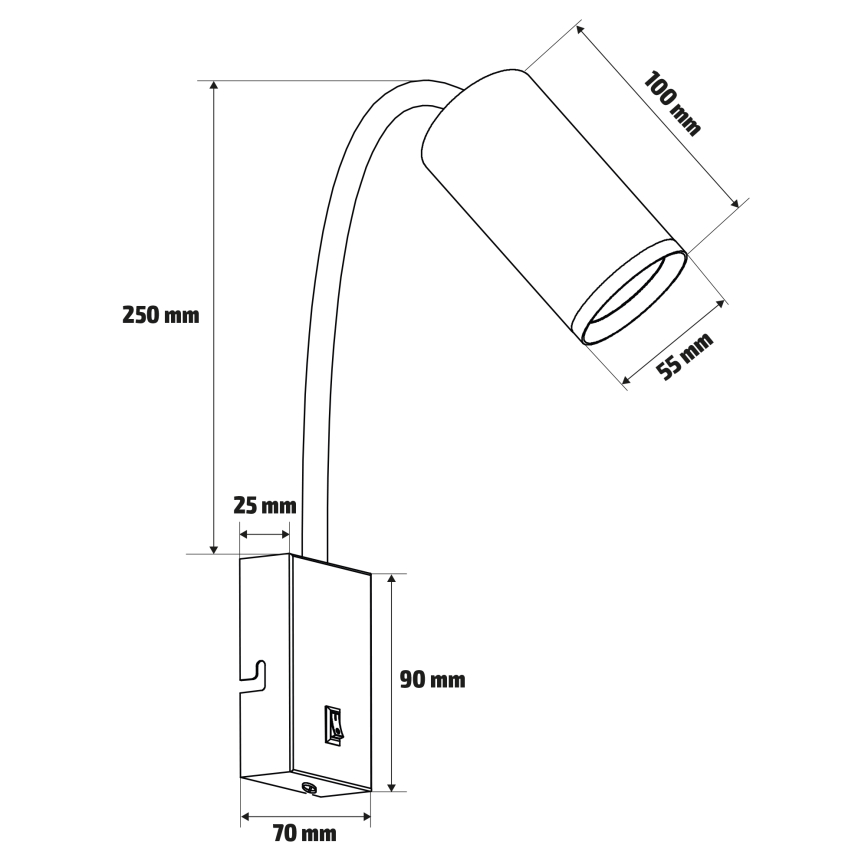 Brilagi - Flexibele wandlamp met schakelaar SELE 1xGU10/30W/230V wit/eikendecor
