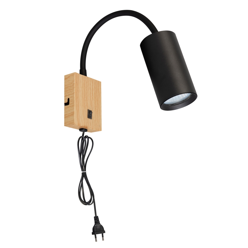 BRILAGI - Flexibele wandlamp met schakelaar SELE 1xGU10/30W/230V zwart/eikendecor