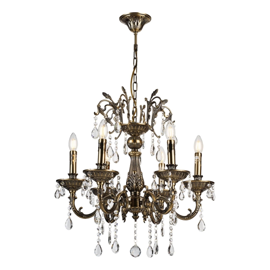 Brilagi - Hanglamp aan een ketting CLASSIC 6xE14/60W/230V messing