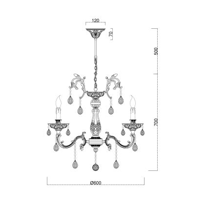 Brilagi - Hanglamp aan een ketting CLASSIC 6xE14/60W/230V messing