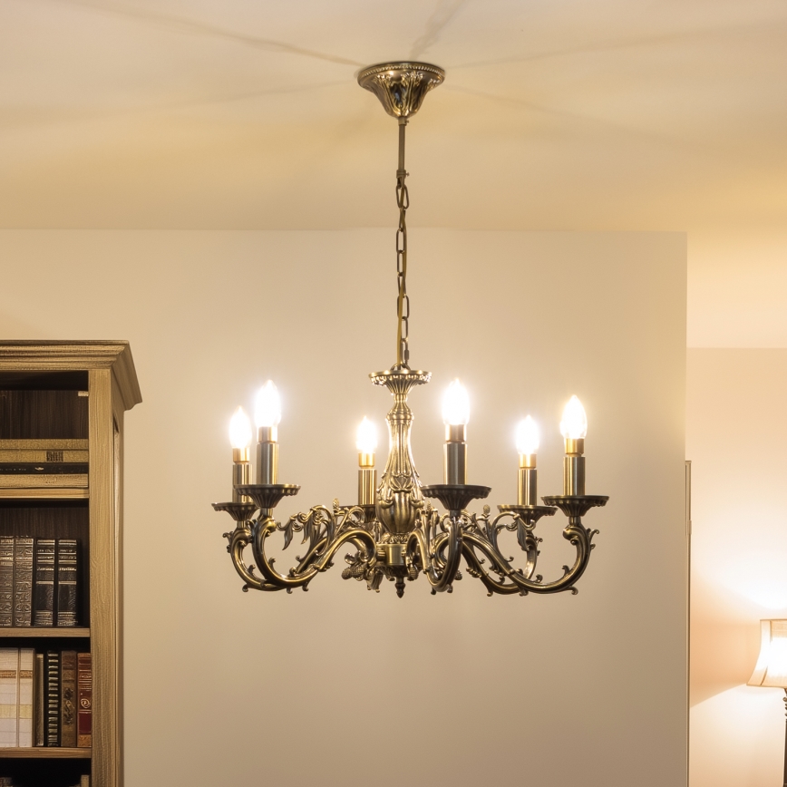 Brilagi - Hanglamp aan een ketting CLASSIC 6xE14/60W/230V messing