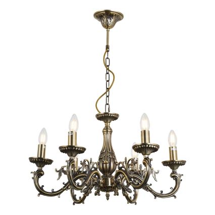 Brilagi - Hanglamp aan een ketting CLASSIC 6xE14/60W/230V messing