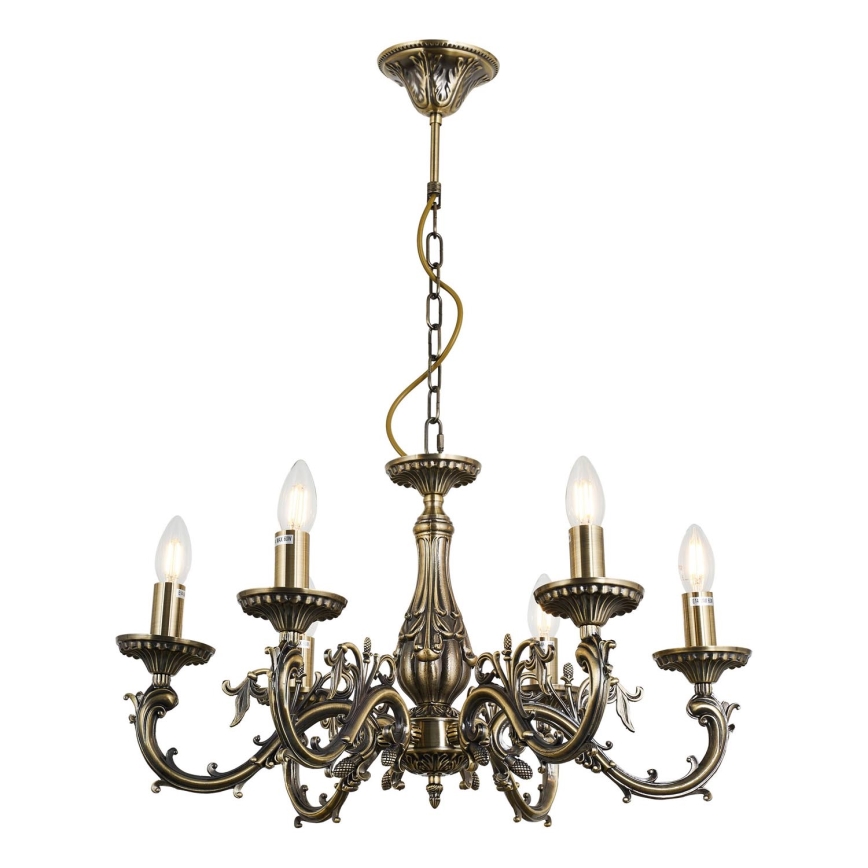 Brilagi - Hanglamp aan een ketting CLASSIC 6xE14/60W/230V messing