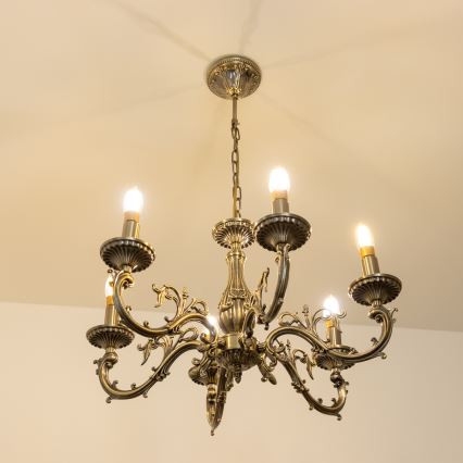 Brilagi - Hanglamp aan een ketting CLASSIC 6xE14/60W/230V messing