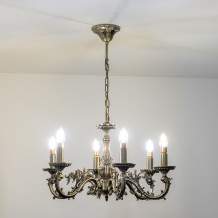 Brilagi - Hanglamp aan een ketting CLASSIC 6xE14/60W/230V messing