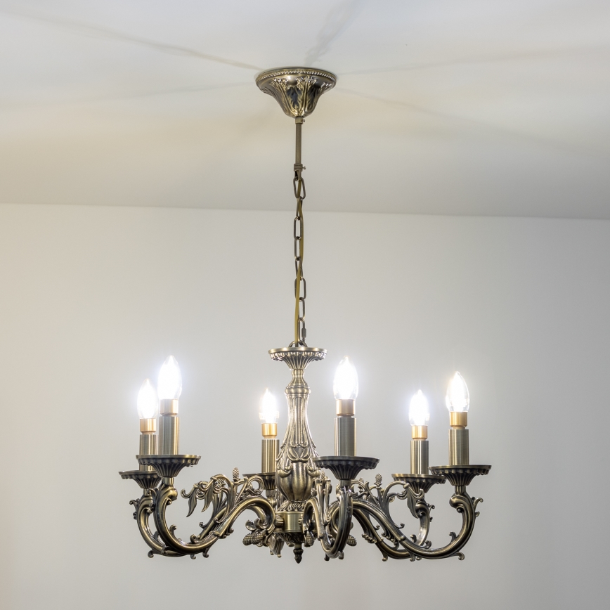 Brilagi - Hanglamp aan een ketting CLASSIC 6xE14/60W/230V messing