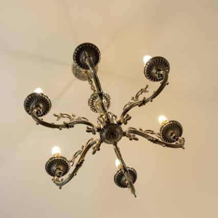 Brilagi - Hanglamp aan een ketting CLASSIC 6xE14/60W/230V messing