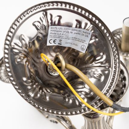 Brilagi - Hanglamp aan een ketting CLASSIC 6xE14/60W/230V messing