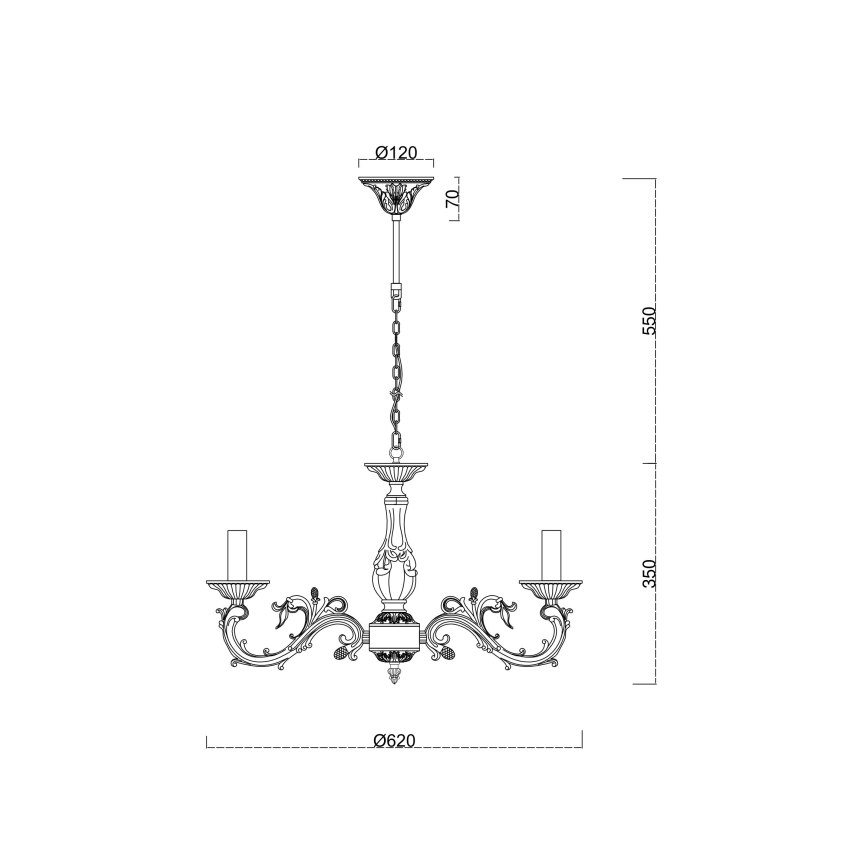 Brilagi - Hanglamp aan een ketting CLASSIC 6xE14/60W/230V messing