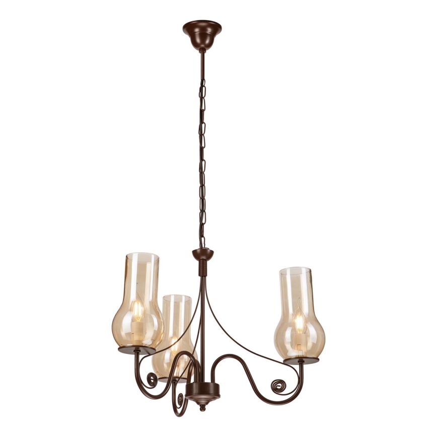 Brilagi - Hanglamp aan een ketting COTTAGE 3xE14/40W/230V bruin