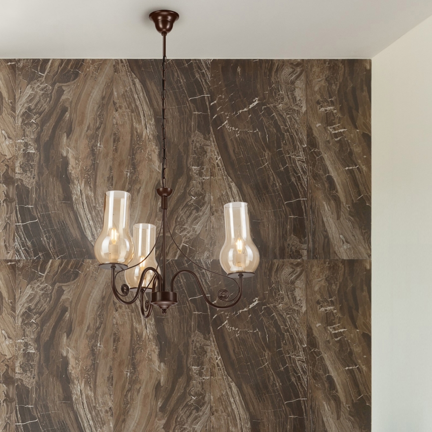Brilagi - Hanglamp aan een ketting COTTAGE 3xE14/40W/230V bruin