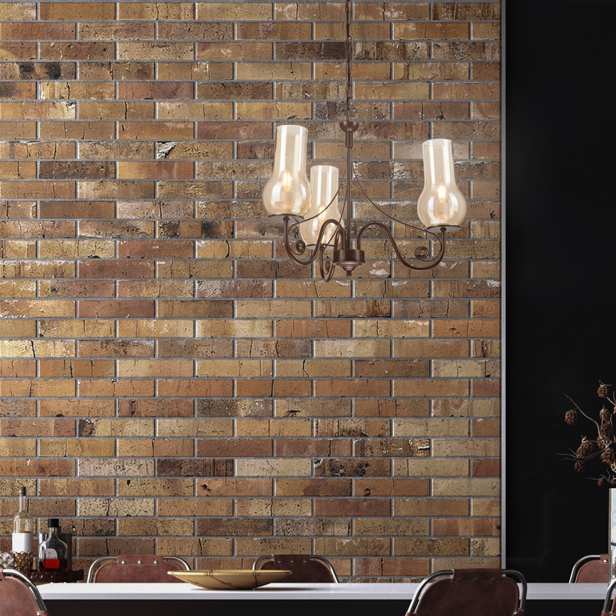 Brilagi - Hanglamp aan een ketting COTTAGE 3xE14/40W/230V bruin
