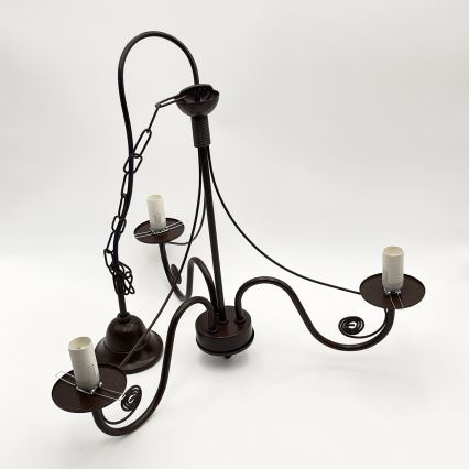 Brilagi - Hanglamp aan een ketting COTTAGE 3xE14/40W/230V bruin