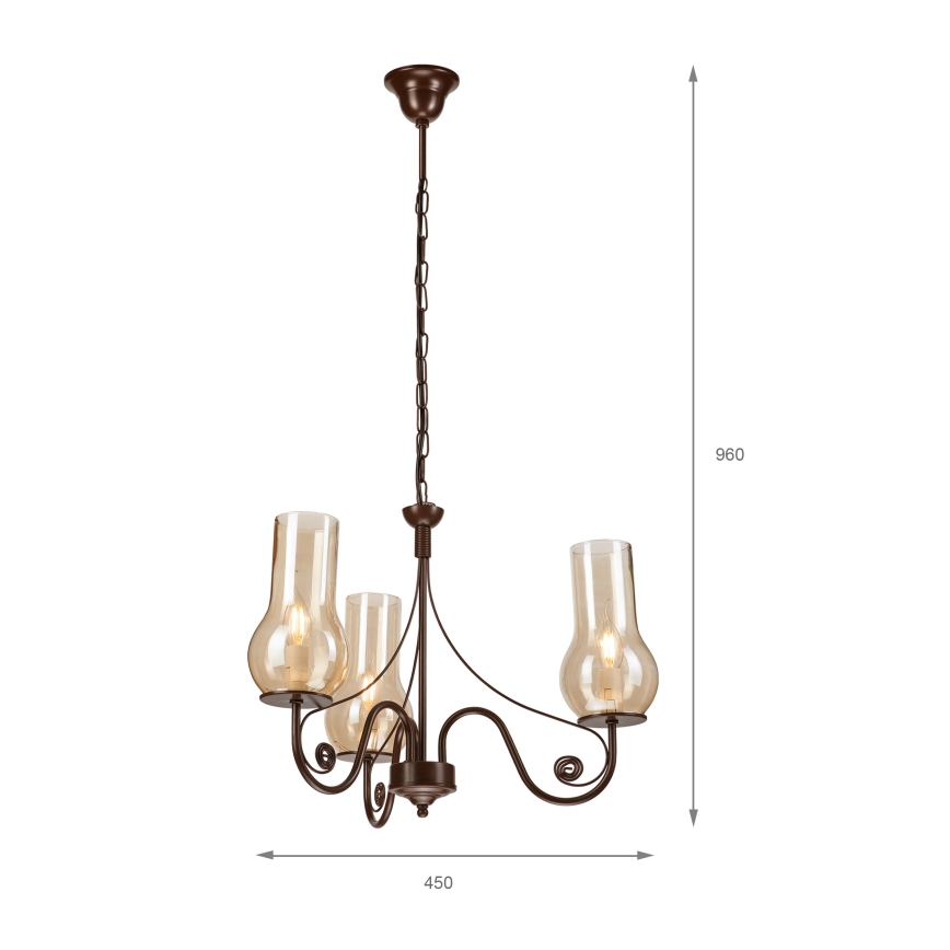 Brilagi - Hanglamp aan een ketting COTTAGE 3xE14/40W/230V bruin